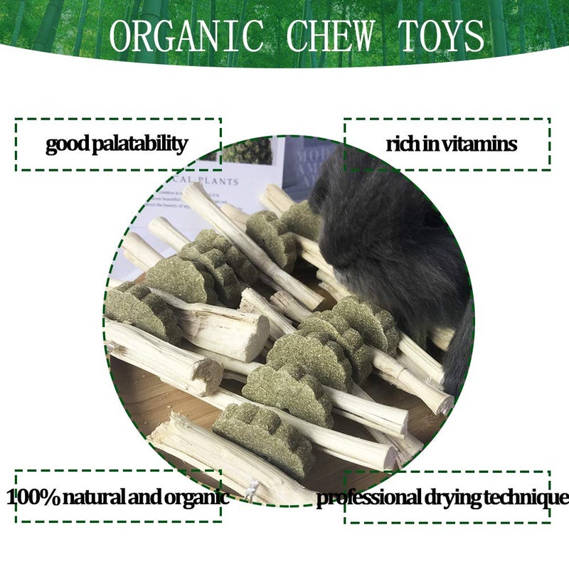 kathson Guinea Pig Treats Hanging Bunny Chew Toys for Teeth Grinding, Organic Bamboo Sticks Natural Rabbit Enrichment Toys for Small Animals Hamster Chinchilla 2 Pack - Image 3